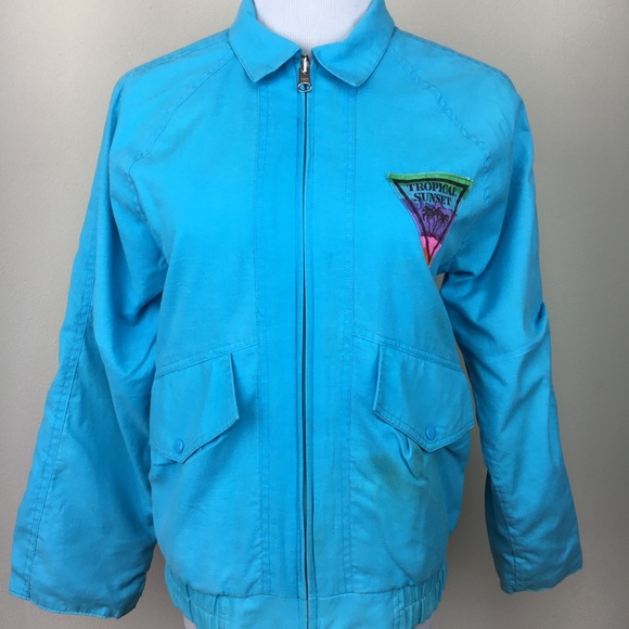 Vintage 90s rainbow blue reversible jacket zip up - Picture 15 of 16